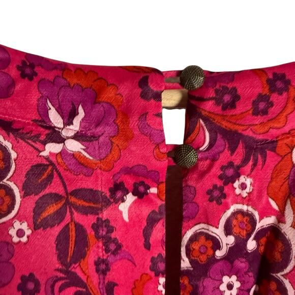 Maeve Anthropologie Pink Floral Print Long Sleeve Wrap Mini Dress Size Medium - Picture 12 of 16